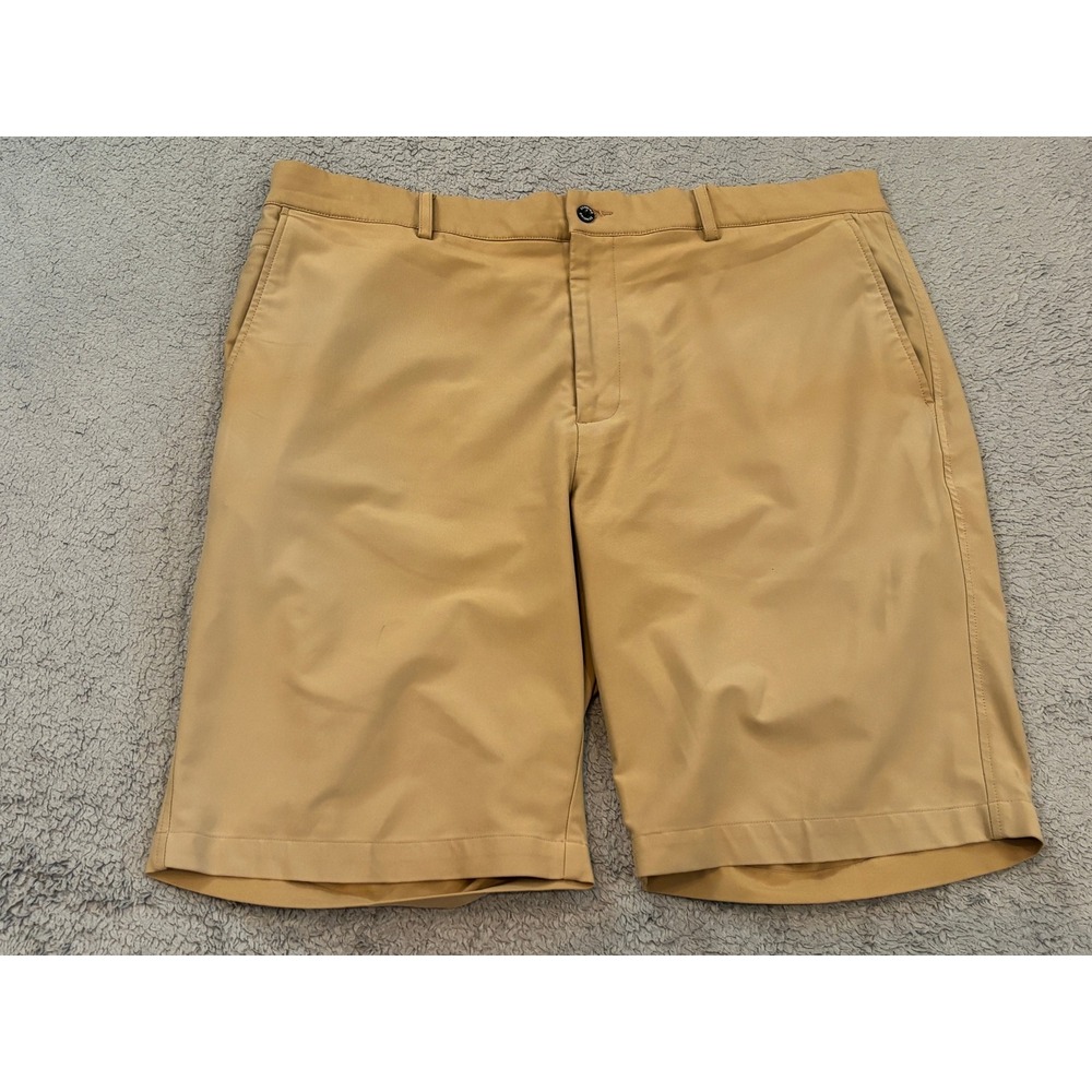 Dunning Mens Golf Shorts Tan Khaki Stretch Performance Size 38 Flat Front